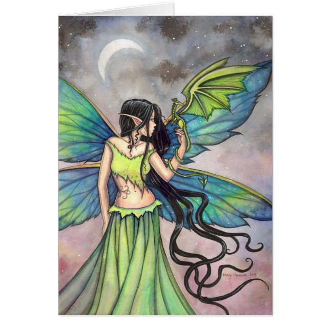 Smaragd Draak Fantasy Fee Kunst (Voorkant)