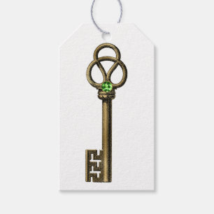 Smaragd Edelsteen Antieke Sleutel Cadeaulabel