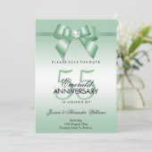 Smaragd Edelsteen Boog & Lint 55e Huwelijksjubileu Save The Date (Staand voorkant)