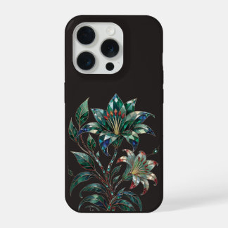 Smaragd Edelsteen Botanische Zwarte Luxe Bloemstuk iPhone 15 Pro Hoesje
