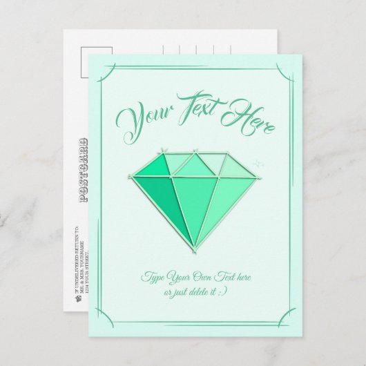 Smaragd edelsteen. Sieraden. 55 Trouwjubileum Briefkaart (Voorkant / Achterkant)