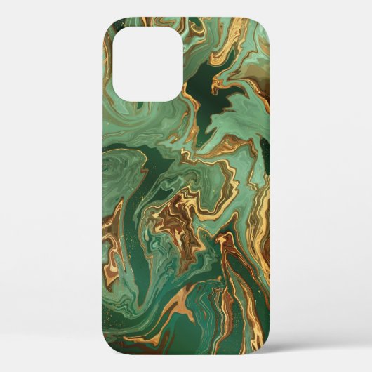 Smaragd Elegantie: Gouden Marmeren Luxe Case-Mate iPhone Case (Achterkant)