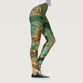 Smaragd Elegantie: Gouden Marmeren Luxe Leggings (Rechts)