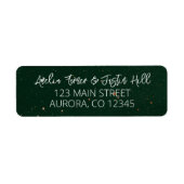 Smaragd en Bronzen Waterverf Trouwadres Etiket (Voorkant)