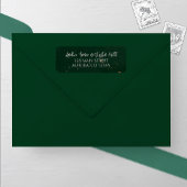 Smaragd en Bronzen Waterverf Trouwadres Etiket