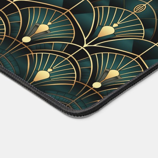 Smaragd en goud art deco patroon bureaumat (Hoek)