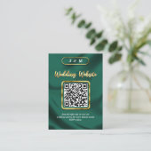 Smaragd en goud bruiloft website QR Code Custom Informatiekaartje (Staand voorkant)