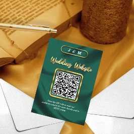 Smaragd en goud bruiloft website QR Code Custom Informatiekaartje