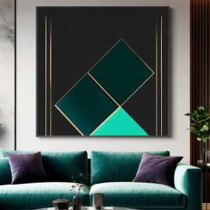 Smaragd en Goud Minimalisme Canvas Afdruk