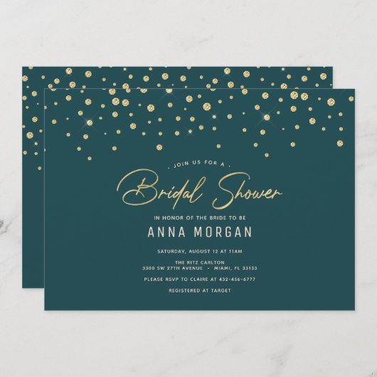 Smaragd en Goud Vrijgezellenfeest Kaart (Voorkant / Achterkant)