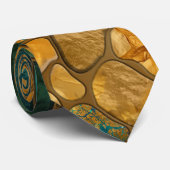 Smaragd en gouden cellen mozaïek abstract stropdas (Opgerold)
