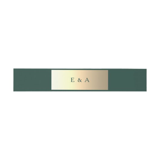 Smaragd en Gouden Monogram Bruiloft Uitnodigingen Wikkel (Vlak)