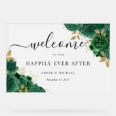 Smaragd gelukkig ooit na bruiloft acryl teken acryl bord (Voorkant)