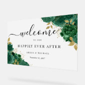 Smaragd gelukkig ooit na bruiloft acryl teken acryl bord (Hoek)