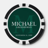 Smaragd Gepersonaliseerde Groomsmen's name&monogra Poker Chips (Voorkant)