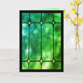 Smaragd Glas-in-lood Kaart zonder Tekst (Gele Bloem)