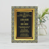 Smaragd & Goud Art Deco Bruiloft Kaart (Staand voorkant)