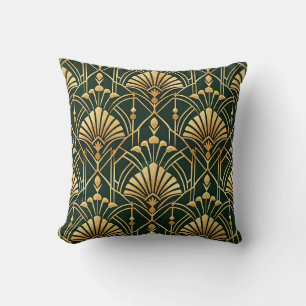 Smaragd Goud Art Deco Patroon Kussen