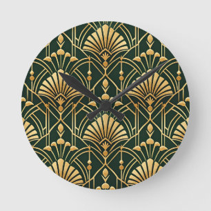 Smaragd Goud Art Deco Patroon Ronde Klok