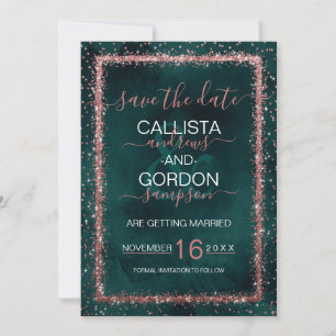 Smaragd Goud Bestrooid Confetti Bruiloft Save The Date