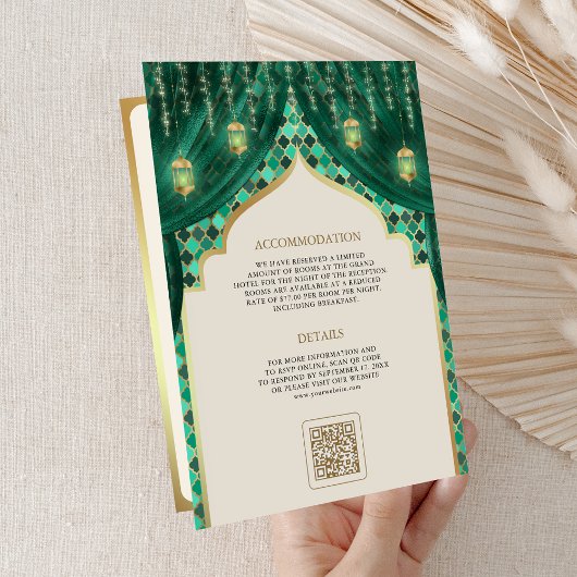 Smaragd Goud Bloemengordijn Indische Hindoe Bruilo