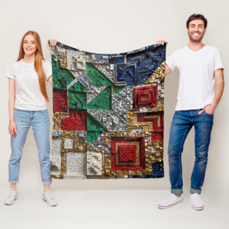 Smaragd Goud Ivoor Rood Blauw Reus Vierkant Mozaïe Fleece Deken