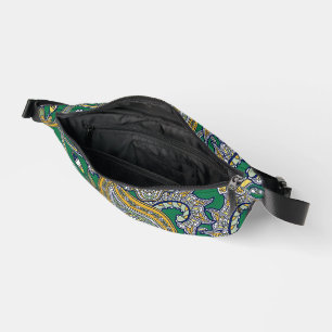 Smaragd Goud Paisley Tweezijdige Print Heuptas Heuptasje