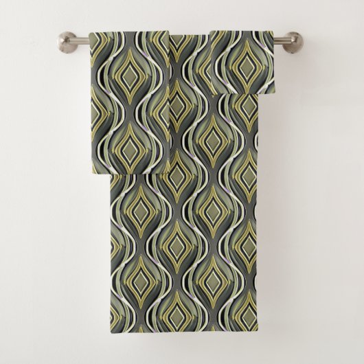 Smaragd & Gouden Art Deco Bad Handdoek (Insitu)