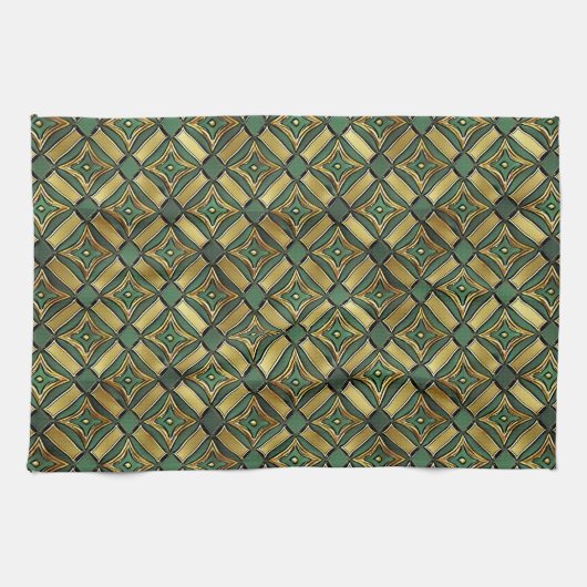 Smaragd & Gouden Art Deco Theedoek (Horizontaal)