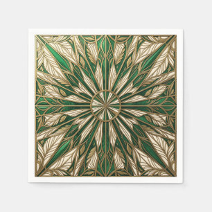 Smaragd Gouden Art Nouveau Blad Mandala Servet
