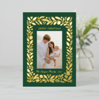 Smaragd Gouden Botanische Familie Foto Kerstkaart
