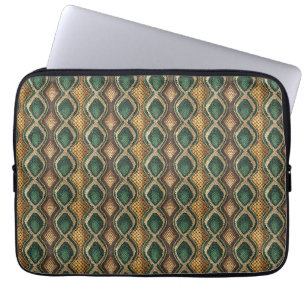 Smaragd & Gouden Diamant Slangenhuid Patroon Desig Laptop Sleeve