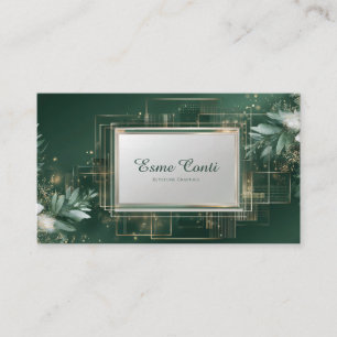 Smaragd Gouden Geometrische Eucalyptus Luxe Modern Visitekaartje