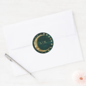 Smaragd Gouden Halve Maan Bruiloft Envelop Afdicht Ronde Sticker (Envelop)