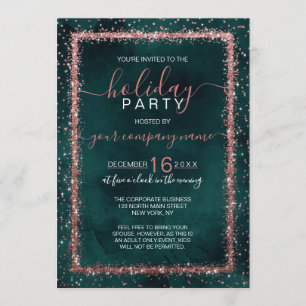 Smaragd Gouden Roze Confetti Bedrijfs Kerstfeest Kaart