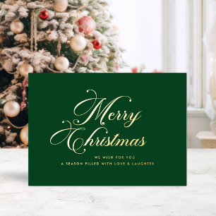 Smaragd Gouden Vrolijk Kerst Foliekaart Folie Feestdagenkaart