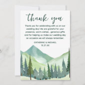 Smaragd groen bergden rustieke bruiloft bedankkaart (Voorkant)