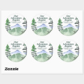 Smaragd groen bergden rustieke bruiloft ronde sticker (Vel)