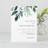 Smaragd groen blad bladeren botanische bruiloft kaart (Staand voorkant)