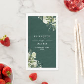 Smaragd groen bloemenelegante bruiloft servet (Insitu)