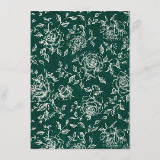 Smaragd groen  botanische bruiloft Details Informatiekaartje (Achterkant)