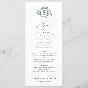 Smaragd groen  botanische bruiloft menu