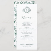 Smaragd groen botanische bruiloft menu (Voorkant / Achterkant)