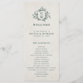 Smaragd groen  botanische bruiloft programma (Voorkant)