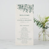 Smaragd groen  botanische bruiloft programma (Staand voorkant)