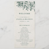 Smaragd groen  botanische bruiloft programma (Voorkant)