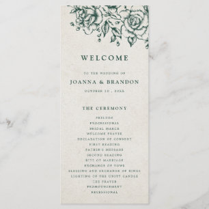 Smaragd groen  botanische bruiloft programma