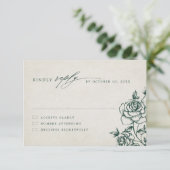 Smaragd groen botanische bruiloft RSVP kaartje (Staand voorkant)