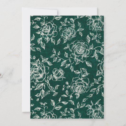 Smaragd groen  botanische bruiloft save the date (Achterkant)