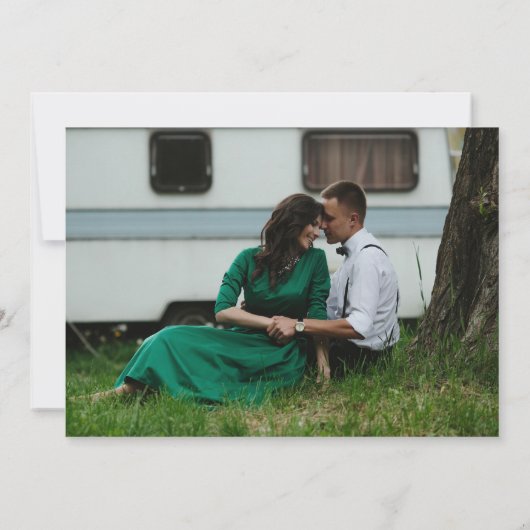 Smaragd groen  botanische bruiloft save the date (Achterkant)